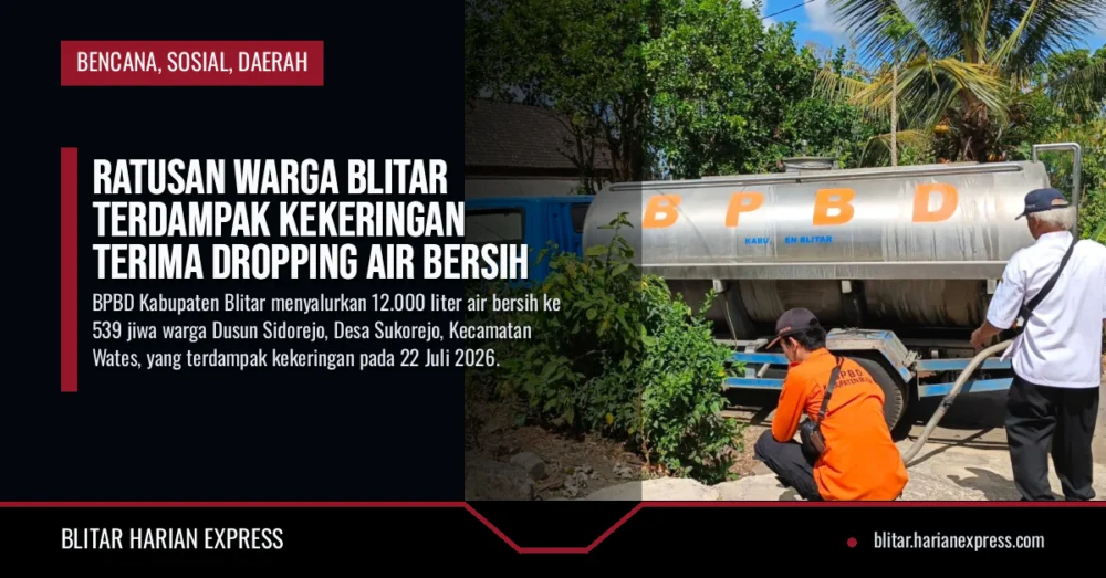 Ratusan Warga Blitar Terdampak Kekeringan Terima Dropping Air Bersih