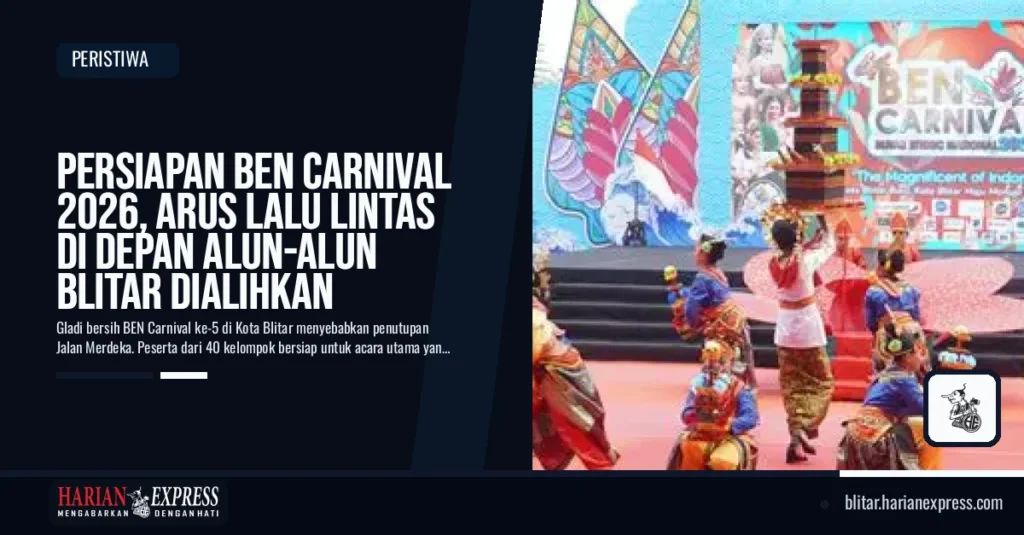 Persiapan BEN Carnival 2026, Arus Lalu Lintas di Depan Alun-alun Blitar Dialihkan