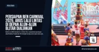 Persiapan BEN Carnival 2026, Arus Lalu Lintas di Depan Alun-alun Blitar Dialihkan
