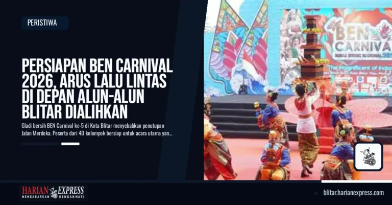Persiapan BEN Carnival 2026, Arus Lalu Lintas di Depan Alun-alun Blitar Dialihkan