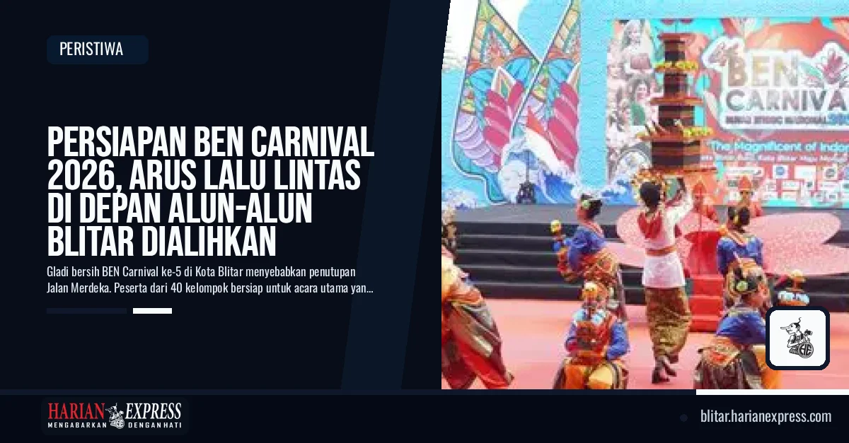 Persiapan BEN Carnival 2026, Arus Lalu Lintas di Depan Alun-alun Blitar Dialihkan