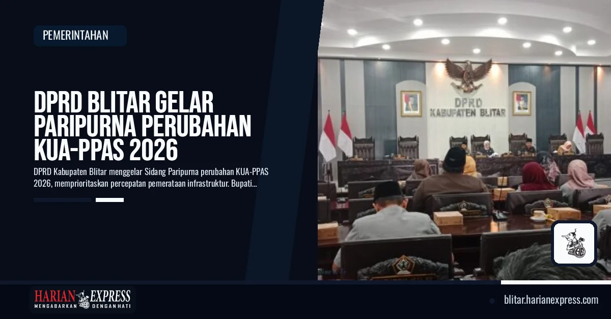 DPRD Blitar Gelar Paripurna Perubahan KUA-PPAS 2026